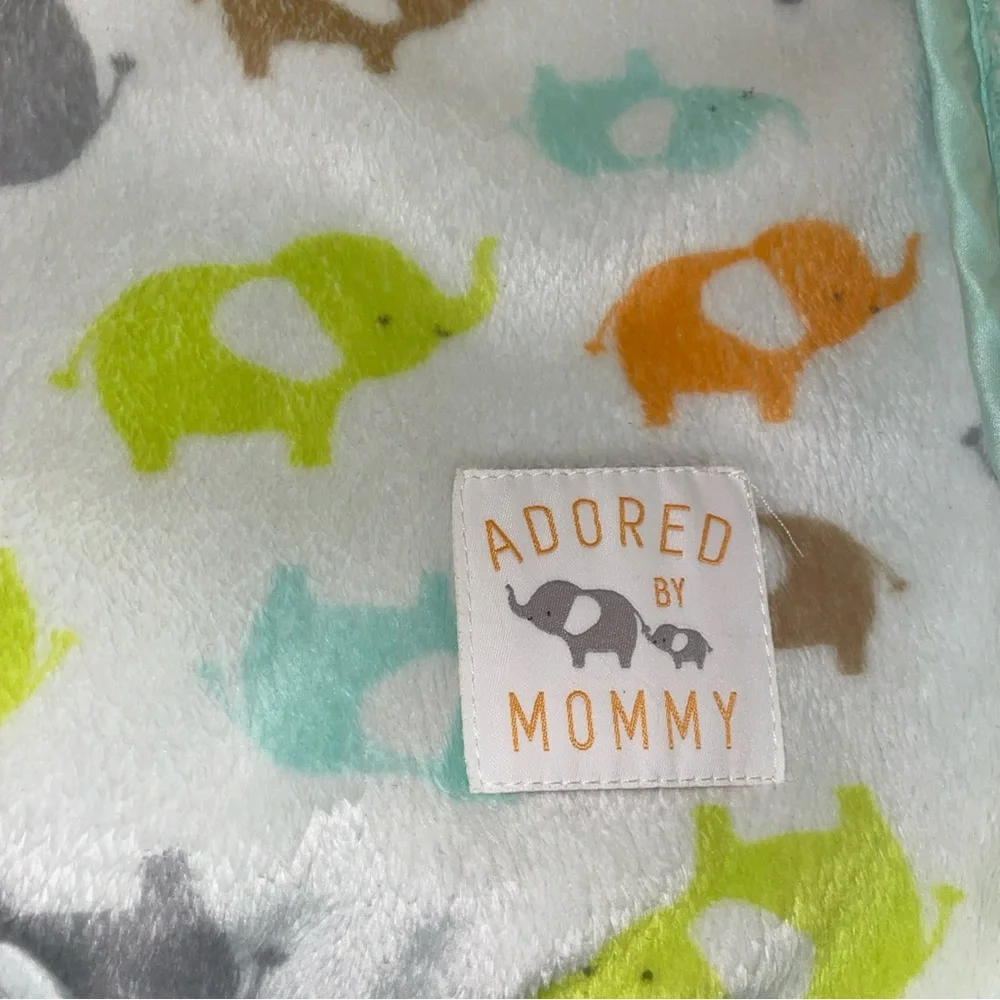 Carter's Cozy Elephant Blanket‎ - Aqua and Multicolor